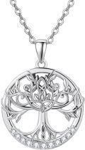 wholesale 925 Sterling Silver Round Cut Opal & Garnet Tree Of Life CZ Pendant Necklace 45cm Chain-0-0