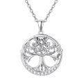 wholesale 925 Sterling Silver Round Cut Opal & Garnet Tree Of Life CZ Pendant Necklace 45cm Chain-0-0