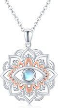 wholesale 925 Sterling Silver Moonstone Evil Eye Lotus Pendant Necklaces for Women and Men Teens s 45cm Chain Length-0-0