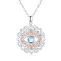 wholesale 925 Sterling Silver Mandala Eye Pendant Necklace Wholesale With Blue Moonstone-0-0