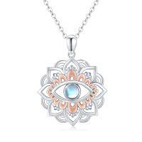 wholesale 925 Sterling Silver Mandala Eye Pendant Necklace Wholesale With Blue Moonstone-Moonstone