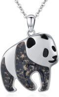 wholesale S925 Sterling Silver Black Onyx Panda Necklace - Peaceful & Tranquil Symbol, Hypoallergenic, 18+2 Chain, Ocean Jewelry Gift for Women-0-0