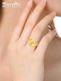 wholesale Gold 925 Sterling Silver Matte Finish Oval Adjustable Ring for Women-0-5