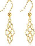 wholesale 14K Gold Celtic Knot Drop Earrings with Leverbacks - Elegant Fine s for Women-0-0