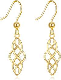 wholesale 14K Gold Celtic Knot Drop Earrings with Leverbacks - Elegant Fine s for Women-Celtic Dangle Earrings