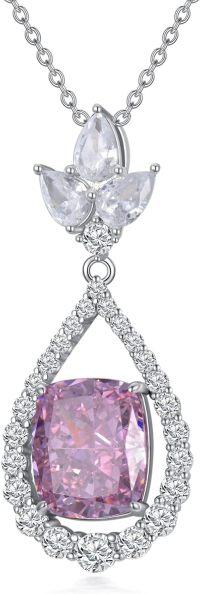 wholesale 14K White Gold Plated Sterling Silver Crushed Ice CZ Teardrop Pendant Necklace for Women-10-October