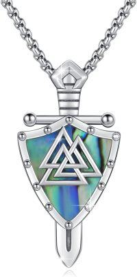 wholesale 925 Sterling Silver Valknut Shield Shape Norse Jewelry Necklaces for Men Women -A-Viking