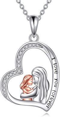 wholesale 925 Sterling Silver Heart-Shaped Love Pendant Necklace with Engraved I love you forever - Perfect Gift for Mothers & Daughters on Mother's Day-Mother Daughter