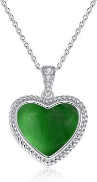 wholesale  Sterling Silver Gemstone Heart Necklace for Women Gift for Her Mom Wife -Emerald-May.