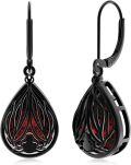 wholesale 925 Sterling Silver Spider Teardrop Red Crystal Drop Earrings Gothic Halloween Gift for Her-0-0