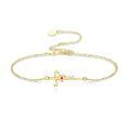 wholesale 14k Gold Foour Heart Charm Bracelet With Red Enamel Detail And Adjustable Chain-0-0