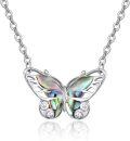 wholesale 925 Sterling Silver Abalone Shell Butterfly Pendant Necklace for Women 20in Chain Aesthetic Jewelry-0-0