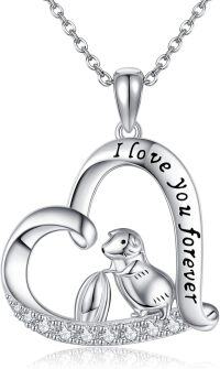 wholesale 925 Sterling Silver Heart Pendant with Dog Charm and Cubic Zirconia - I Love You Forever Necklace for Women-Guinea Pig