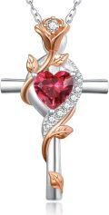 wholesale Sterling Silver Rose Cross Pendant Necklace for Women-0-48