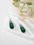 wholesale 925 Sterling Silver Hypoallergenic Jade Earrings 21mm for Women-0-1