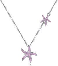 wholesale 925 Sterling Silver Pink CZ Starfish Lariat Necklace - Ocean Beach s for Women-Pink