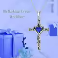 TOUPOP Sterling Silver Birthstone Heart Cross Pendant Necklace For Women-0-4