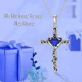 TOUPOP Sterling Silver Birthstone Heart Cross Pendant Necklace For Women-0-4