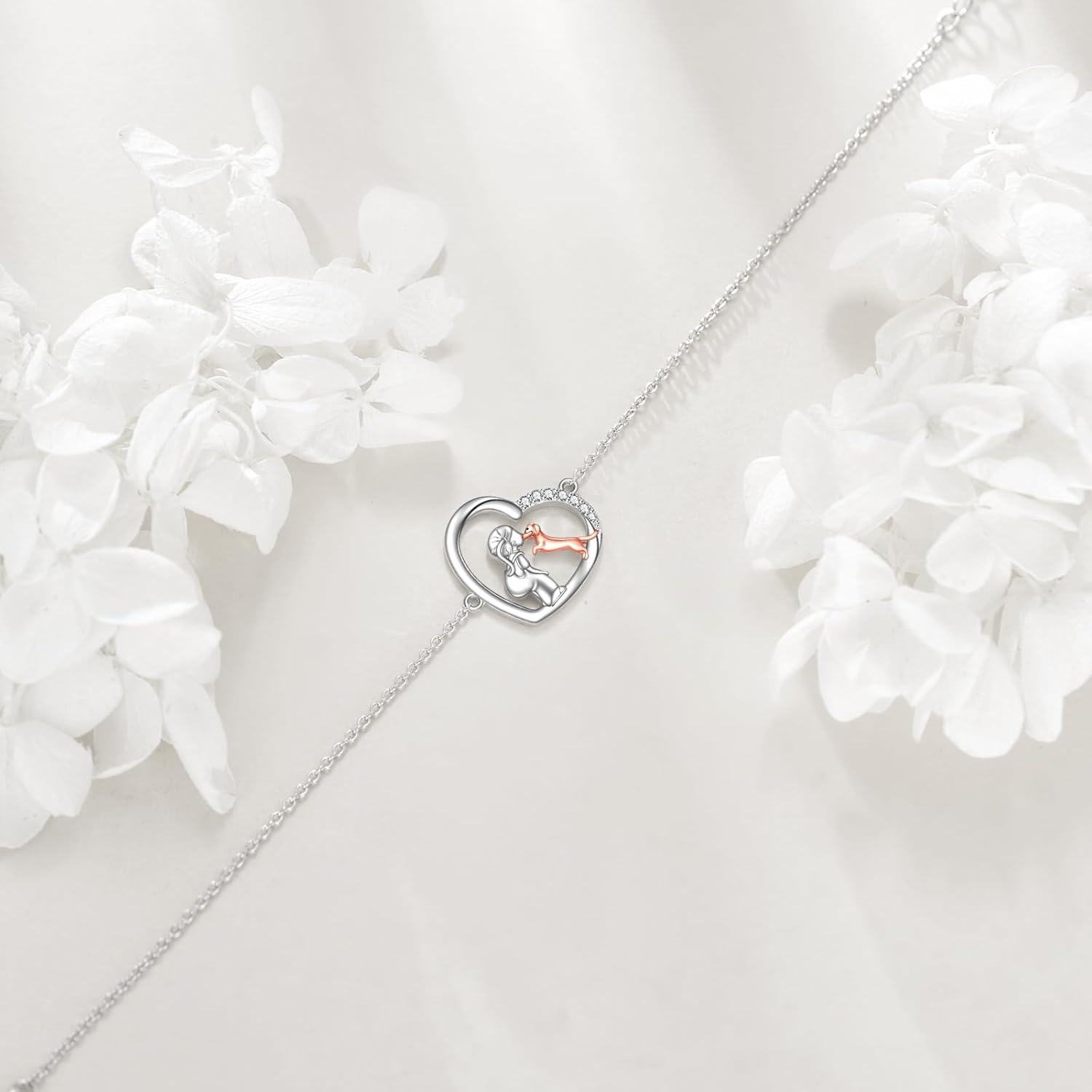 wholesale 925 Sterling Silver Elephant and Dog in Love Charm Bracelet for Women Gifts-0-2