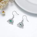wholesale 925 Sterling Silver Emerald Green Moonstone Irish Claddagh Dangle Earrings-0-2