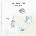 wholesale 925 Sterling Silver Teardrop Moonstone Tree of Life Drop Earrings with Leverback Closure - Lavender and Blue Color-0-4