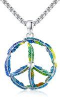 wholesale 925 Sterling Silver Feathered Peace Sign Moonstone Pendant Necklace for Women-0-0