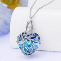 TOUPOP Sterling Silver Blue Crystal Butterfly Urn Tree Of Life Memorial Pendant-0-4