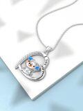 wholesale 925 Sterling Silver Blue Opal Pig Pendant Necklace for Women-0-5