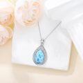 wholesale 925 Sterling Silver Blue Larimar Teardrop Filigree Ocean Wave Pendant Necklace-0-1