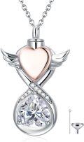 wholesale 925 Sterling Silver Heart Angel Wing Infinity Cremation Pendant Urn Keepsake Jewelry for Ashes Memory Gift 36 Chain Included-0-0