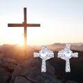 wholesale 14K White Gold  Cubic Zirconia Heart Cross Stud Earrings for Women Religious Ideas-0-5