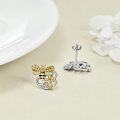 wholesale 925 Sterling Silver Honeycomb & Bee Stud Earrings - Gold Plated with Cubic Zirconia Accents-0-2