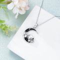 wholesale 925 Sterling Silver Crescent Moon Skull Pendant Necklace-0-4