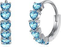 wholesale 925 Sterling Silver Rainbow Heart-Shaped Gemstone Huggie Hoop Earrings for Women-Rainbow December Birthstone