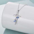 wholesale 925 Sterling Silver Blue Crystal Infinity Love Cross Pendant Necklaces for Women Gift Ideas-0-3