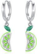 wholesale 925 Sterling Silver Lime Slice Drop Earrings - Green and Yellow Fruit Jewelry-0-0