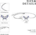 wholesale 925 Sterling Silver Blue Crystal Butterfly Charm Anklet for Women-0-2