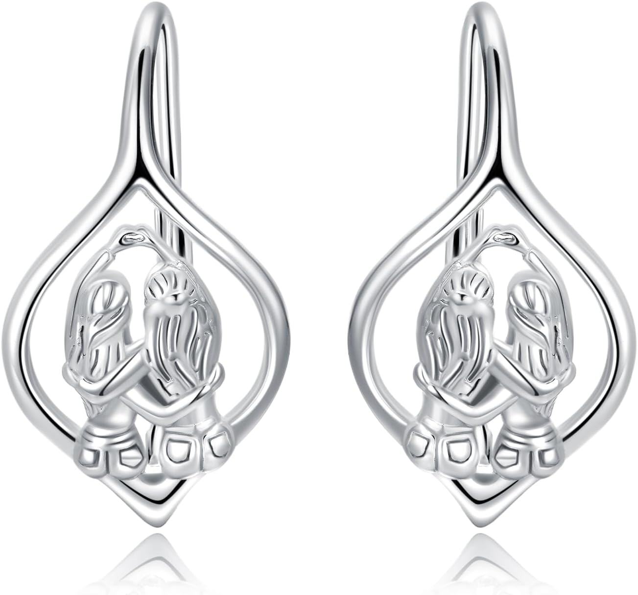 Sterling Silver Sister Earrings Mother Daughter Leverback Jewelry-Sister Earring -1