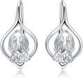 wholesale 925 Sterling Silver Mother & Daughter Hand Holding Leverback Earrings-0-0