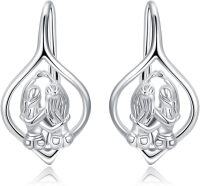 wholesale 925 Sterling Silver Mother & Daughter Hand Holding Leverback Earrings-Sister Earring -1