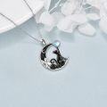 wholesale 925 Sterling Silver Moonstone Cat Pendant Necklace for Women Irish Gifts-0-2
