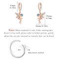 wholesale Rose Gold 925 Sterling Silver Blue Crystal Tinkerbell Fairy Angel Dangle Drop Earrings for Women-0-6
