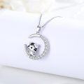 wholesale 925 Sterling Silver Moon & Tiger Pendant Necklace for Women - Musical Notes Design-0-1