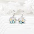wholesale 925 Sterling Silver Abalone Shell Mountain Landscape Leverback Dangle Earrings for Nature Enthusiasts-0-2