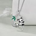 wholesale 925 Sterling Silver Panda Bamboo Pendant Necklace for Women-0-4