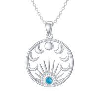 wholesale 925 Sterling Silver Moon Phase Pendant With Blue Stone-1