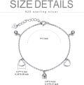 wholesale Anklets For Women 925 Sterling Silver Heart Bead/circle/heartbeat Anklets Adjustable Foot Ankle Bracelets Jewelry Gifts For Women Christmas Birthday -0-5