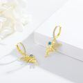 wholesale 925 Sterling Silver Fairy Earrings With Blue Gem And Crystal Wings-0-1