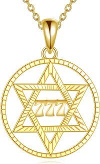 wholesale 925 Sterling Silver Star of David 777 Pendant Necklace for Men -Gold