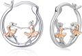 wholesale 925 Sterling Silver Rose Gold Ballet Dancer Ballerina Huggie Hoop Earrings for Sensitive Ears-0-0